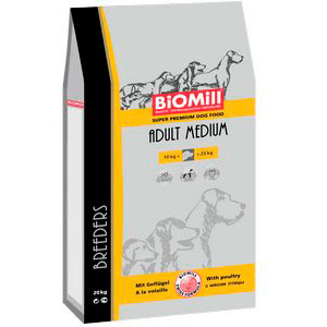 Biomill Medium Adult Chicken & Rice Корм Биомилл для взрослых собак средних и крупных пород, 20 кг.