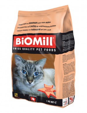 Biomill Cat Classic Salmon Полноценный корм для привередливых кошек от 8 недель (с норвежским лососем и дичью), 1 кг.