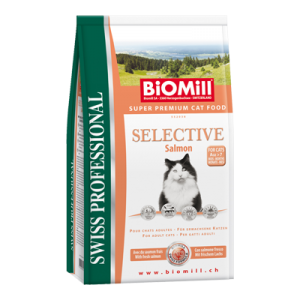 Biomill Selective Salmon Корм Биомилл для взрослых привередливых кошек (с норвежским лососем, индейкой и курицей) для возбуждения аппетита, 0,5 кг