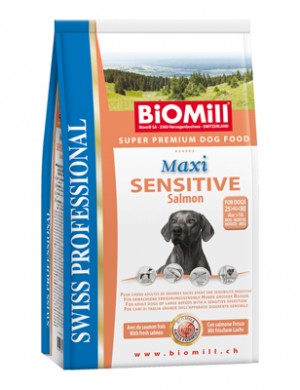 Biomill Maxi Sensitive Salmon and Rice Корм Биомилл для привередливых и проблемных собак с аллергией на все виды мяса (с лососем), 12 кг.