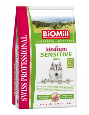 Biomill Medium Sensitive Lamb and Rice Корм Биомилл для привередливых и проблемных собак, 12 кг.