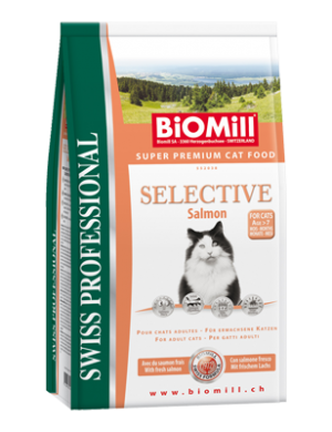 Biomill Selective Salmon Корм Биомилл для взрослых привередливых кошек (с норвежским лососем, индейкой и курицей) для возбуждения аппетита, 1,5 кг